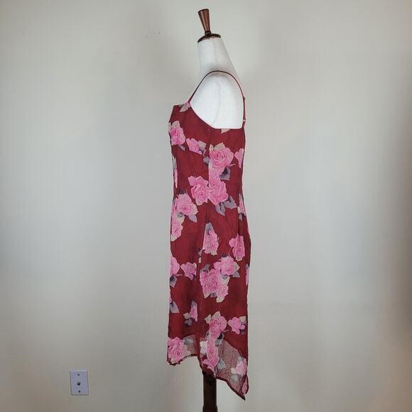 Vintage Necessary Objects Dress Medium Red Floral Fairy Apron Coquette Hi-Lo Y2K - Picture 7 of 11